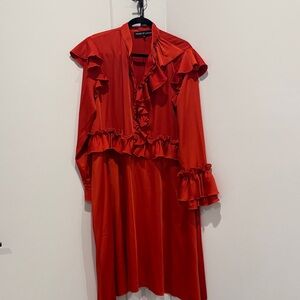 House of Lancry Long Sleeve Red Ruffle Dress